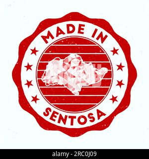 Sentosa badge. Map of the island with beautiful geometric waves and ...