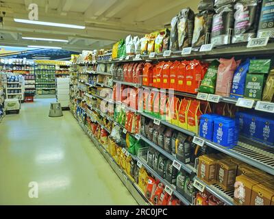 super market in nuuk,greenland,nuuk,nuuk town,nuuk city,nuk,shelf,food,inuit,denmark coclony,food shelf,market,nomadic Stock Photo