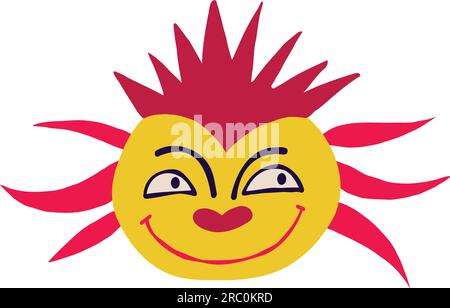 Funky funny clown with a strange face and freaky hair Stock Vector