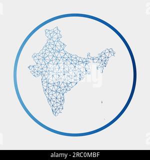 India icon. Network map of the country. Round India sign with gradient ring. Technology, internet, network, telecommunication concept. Stock Vector