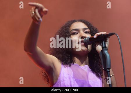 London, UK. July 11, 2023. British singer Olivia Dean performs at Somerset House in London as part of the Somerset House Summer Series. Credit:Katie Collins/EMPICS/Alamy Live News Stock Photo