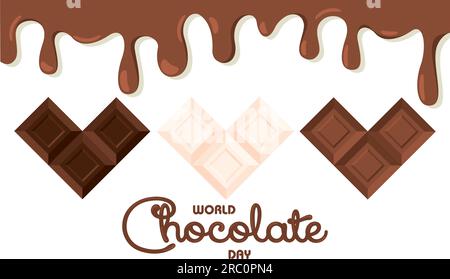 Three different chocolate bars World chocolate day poster Vector Stock Vector