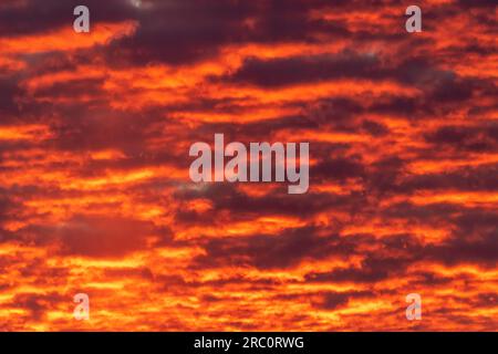 Fractured stratus and cumulus clouds, sunset, Eastern United States, by Dominique Braud/Dembinsky Photo Assoc Stock Photo