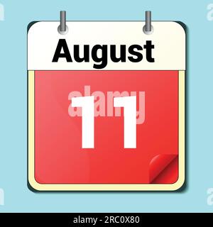 day on the calendar, vector image format, August 11 Stock Vector
