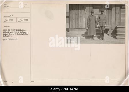 Col. Alfred Aloe and Major George H Baird from the 319th Infantry of the 80th Division are seen in June 1918. This is photograph number 12,886 in the series 'Photographs of American Military Activities during World War One.' The photo was taken from left to right. Stock Photo