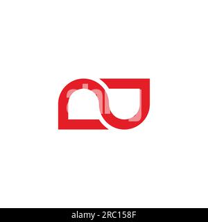 letter nj red curves logo vector Stock Vector