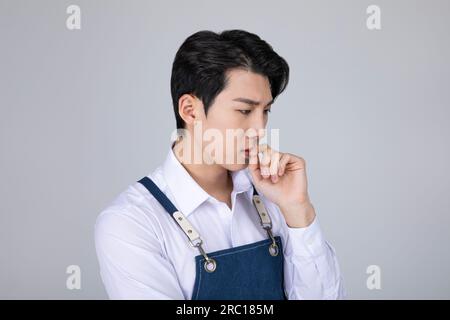 millennials and gen z, struggling korean asian young man Stock Photo