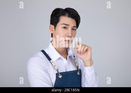 millennials and gen z, struggling korean asian young man Stock Photo