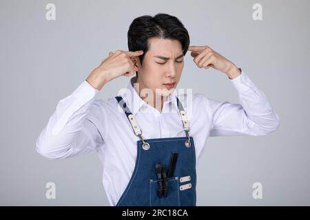 millennials and gen z, korean asian young man struggling Stock Photo