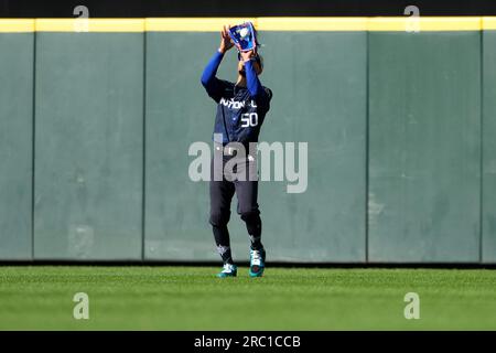 American League's George Kirby, of the Seattle Mariners, pitches during the  MLB All-Star baseball game against the National League in Seattle, Tuesday,  July 11, 2023. (AP Photo/Lindsey Wasson Stock Photo - Alamy