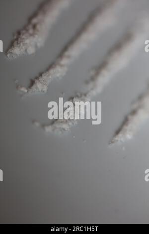 Cocaine lines on white plate close up dope background high quality big size prints instant stock photography Stock Photo