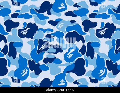Blue Bape Camouflage Seamless Vector Stock Vector