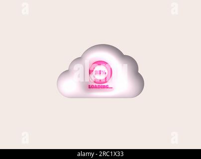 Loading bar and cloud progress visualization Loading status collection Web design elements. 3d illustration. Stock Vector