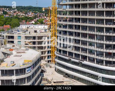 Allianz Park construction site, shell with crane, the insurance group wants to merge the previous Stuttgart locations here, Vaihingen, Stuttgart Stock Photo