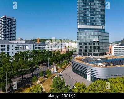 Porsche Design Tower, Porsche Centre, new high-rise building at Pragsattel in Stuttgart with a height of 90 metres. A Radisson Blu hotel will move Stock Photo