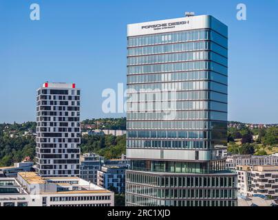 Porsche Design Tower, Porsche Centre, new high-rise building at Pragsattel in Stuttgart with a height of 90 metres. A Radisson Blu hotel will move Stock Photo