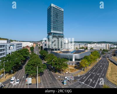Porsche Design Tower, Porsche Centre, new high-rise building at Pragsattel in Stuttgart with a height of 90 metres. A Radisson Blu hotel will move Stock Photo