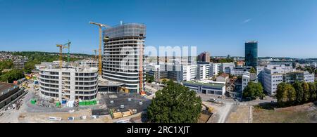 Allianz Park construction site, shell with crane, the insurance group wants to merge the previous Stuttgart locations here, Vaihingen, Stuttgart Stock Photo