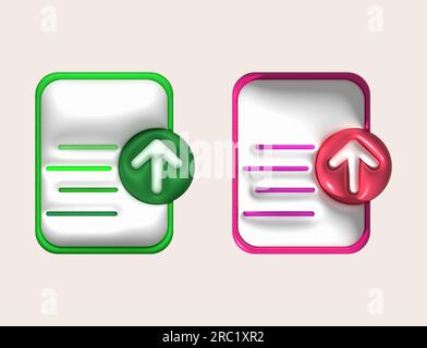 3d illustration icon data upload data loading symbol Stock Vector
