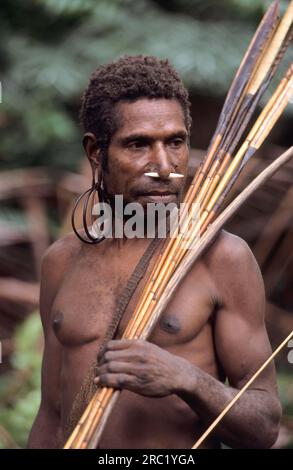 Man of the Korowai people, West Papua, West New Guinea, Irian-Jaya, Tree people, Indonesia Stock Photo