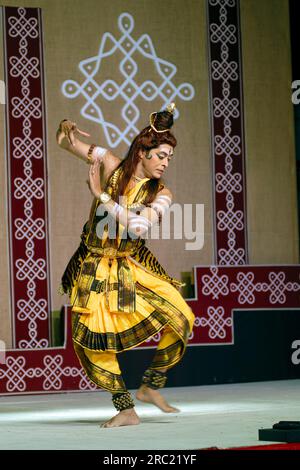 Shiva tandava dance in Bharatanatyam, classical dance of Tamil Nadu, India, Asia Stock Photo