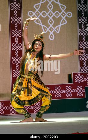 Shiva tandava dance in Bharatanatyam, classical dance of Tamil Nadu, India, Asia Stock Photo