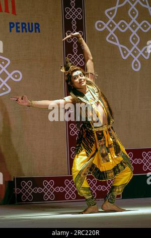 Shiva tandava dance in Bharatanatyam, classical dance of Tamil Nadu, India, Asia Stock Photo