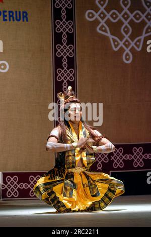 Shiva tandava dance in Bharatanatyam, classical dance of Tamil Nadu, India, Asia Stock Photo