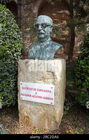 Salvador Allende Statue.(1908-1973)Tarragona Spain.President of Chile (1970-1973) Marxist president Stock Photo