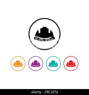 Construction Hard Hat Icon with Color Variations. Raster version. Stock Vector