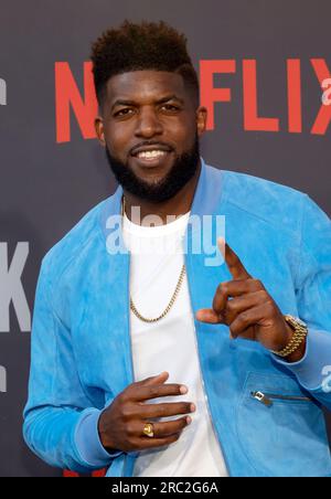 11 July 2023 Hollywood, California - Emmanuel Acho. Los Angeles Premiere Of Netflix's ''Quarterback'' held at the TUDUM Theater in Hollywood (Credit Image: © Fs/AdMedia via ZUMA Press Wire) EDITORIAL USAGE ONLY! Not for Commercial USAGE! Stock Photo