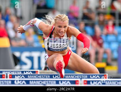 Manchester Regional Arena, Manchester, UK.  National UK Athletics Championships 2023. Caption: JESSOP - Womens 400 Meter Hurdles.  Picture: Mark Dunn/ Stock Photo