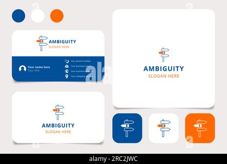 Ambiguity logo design with editable slogan. Branding book and business card template. Stock Vector