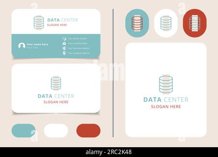 Data center logo design with editable slogan. Branding book and business card template. Stock Vector