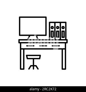 Work desk vector icon, workspace symbol. Modern, simple flat vector illustration for web site or mobile app Stock Vector