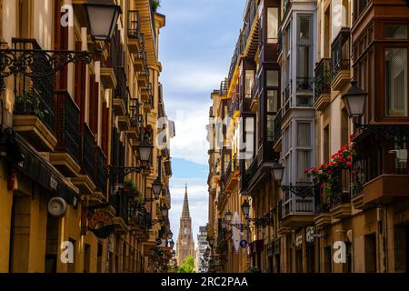 Street view of Catedral del Buen Pastor, San Sebastián, Basque Country, Spain. Stock Photo