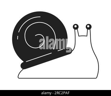 Snail with big golden spiral shell monochrome flat vector object Stock Vector