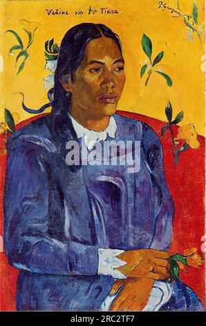 Woman with a Flower 1891; French Polynesia by Paul Gauguin Stock Photo