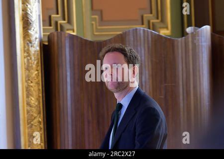 Marseille, France. 12th July, 2023. Clement Beaune is seen in the prefecture in Marseille, France on july 12, 2023. Photo by Laurent Coust/ABACAPRESS.COM Credit: Abaca Press/Alamy Live News Stock Photo