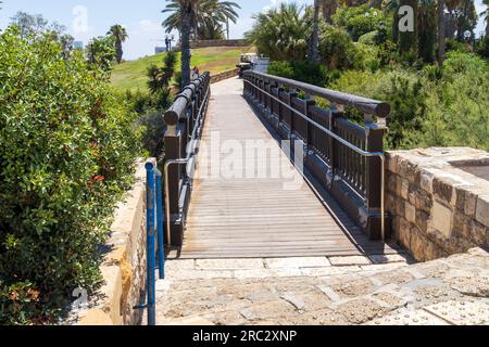 Tel Aviv Yafo, Gush Dan / Israel - Symbolic Wishing Bridge in Abrasha Park within Old City of Jaffa historic quarter Stock Photo