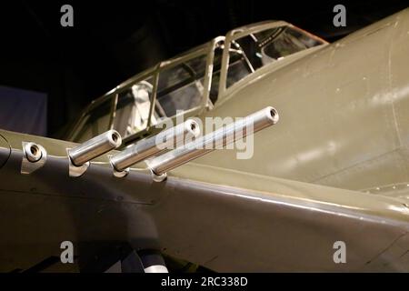 Gun barrels close up Republic P-47D (F-47) Thunderbolt Big Stud ground attack World War 2 aircraft The Museum of Flight Seattle Washington State USA Stock Photo