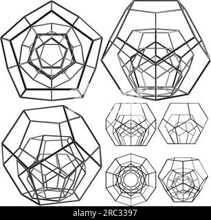 Dodecahedron From Big to Small Shape Vector . Illustration Isolated On White Background. A Vector Illustration Of Geometric Shape. Stock Vector
