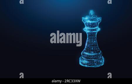 Chess King low poly chess figure. Success business startup, play game, concept. Polygonal wireframe vector illustration Stock Vector