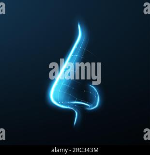 Nose. Abstract vector illustration. Isolated on blue. Nose plastic, allergic rhinitis, women plastic surgeon, face surgery, profile correction Stock Vector