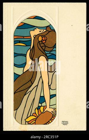 Stained Glass Art by Raphael Kirchner Stock Photo - Alamy