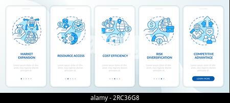 2D foreign direct investment concept with blue icons Stock Vector