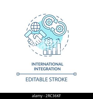 Customizable international integration linear icon concept Stock Vector