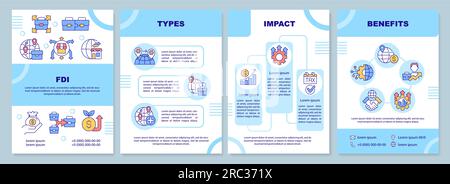 Brochure with foreign direct investment concept Stock Vector