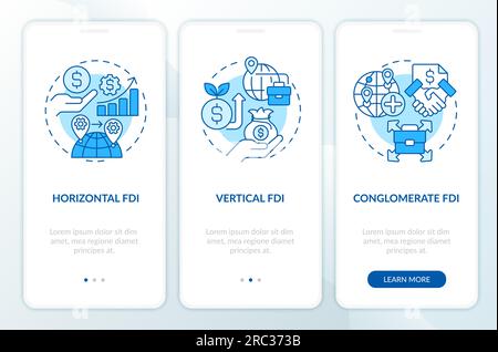Foreign direct investment concept with linear icons Stock Vector