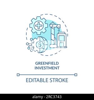 Customizable greenfield investment linear icon FDI concept Stock Vector